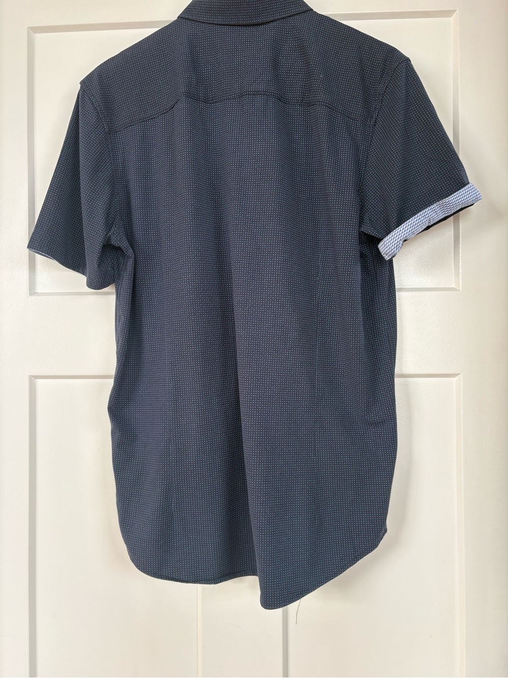 Buttercloth Men’s Icy Cotton Blue Short sleeve Button Down Shirt Size Large - Picture 4 of 14